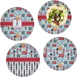 London Set of 4 Glass Lunch / Dinner Plate 10" (Personalized)