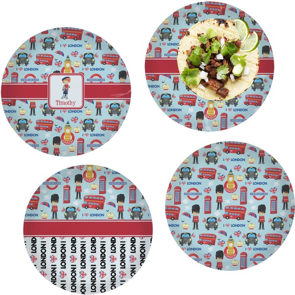 Custom London Set of 4 Glass Lunch / Dinner Plate 10" (Personalized)