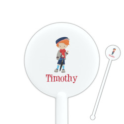 London 5.5" Round Plastic Stir Sticks - White - Single Sided (Personalized)