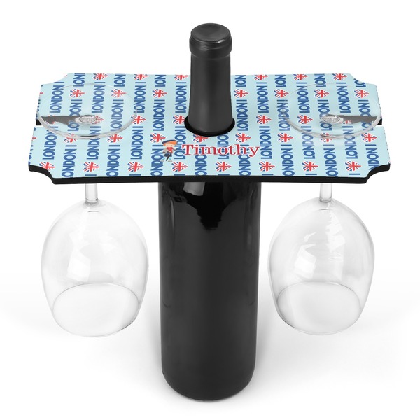 Custom London Wine Bottle & Glass Holder (Personalized)