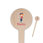 London 4" Round Wooden Food Picks - Single Sided (Personalized)