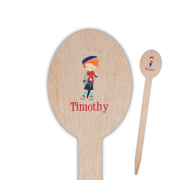 Custom London Oval Wooden Food Picks - Double Sided (Personalized)