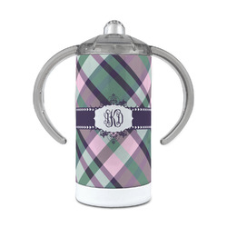 Plaid with Pop 12 oz Stainless Steel Sippy Cup (Personalized)