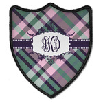 Plaid with Pop Iron On Shield Patch B w/ Monogram