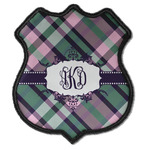 Plaid with Pop Iron On Shield Patch C w/ Monogram