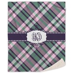 Plaid with Pop Sherpa Throw Blanket (Personalized)