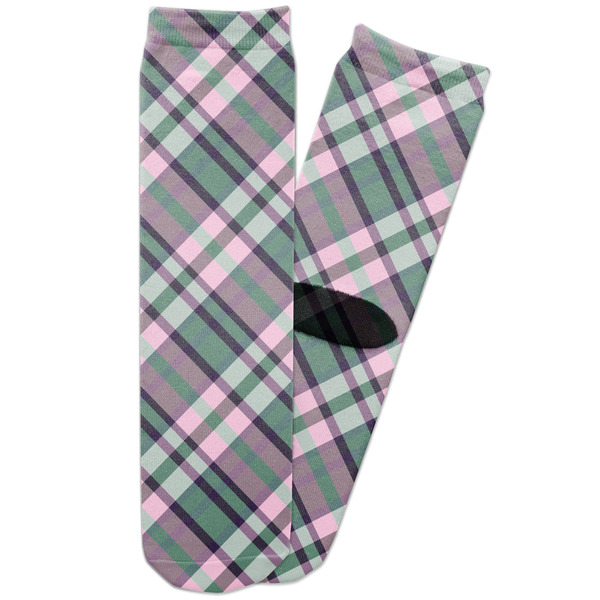 Custom Plaid with Pop Adult Crew Socks