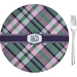 Plaid with Pop Glass Appetizer / Dessert Plate 8" (Personalized)