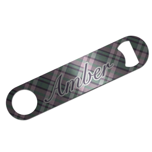 Custom Plaid with Pop Bar Bottle Opener - Silver w/ Monogram