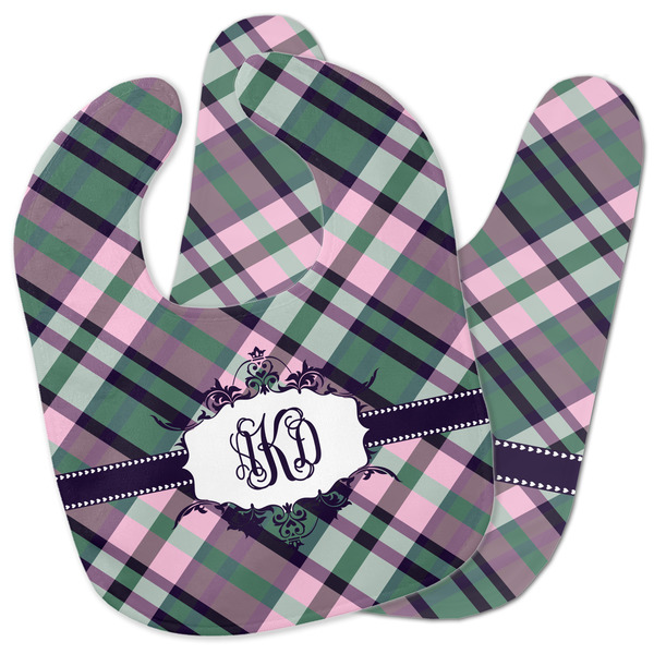 Custom Plaid with Pop Baby Bib w/ Monogram