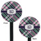 Plaid with Pop Black Plastic 5.5" Stir Stick - Double Sided - Round - Front & Back