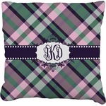 Plaid with Pop Faux-Linen Throw Pillow 18" (Personalized)