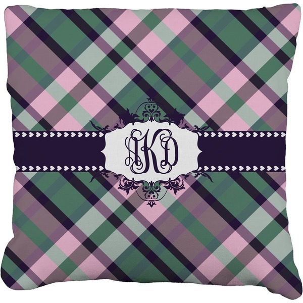 Custom Plaid with Pop Faux-Linen Throw Pillow 18" (Personalized)