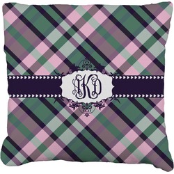 Plaid with Pop Faux-Linen Throw Pillow 26" (Personalized)