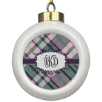 Plaid with Pop Ceramic Ball Ornament (Personalized)