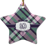 Plaid with Pop Star Ceramic Ornament w/ Monogram