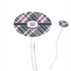 Plaid with Pop 7" Oval Plastic Stir Sticks - Clear (Personalized)