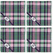 Plaid with Pop Cloth Napkins - Personalized Lunch (APPROVAL) Set of 4