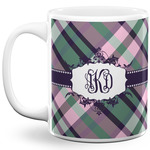 Plaid with Pop 11 Oz Coffee Mug - White (Personalized)