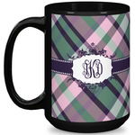 Plaid with Pop 15 Oz Coffee Mug - Black (Personalized)