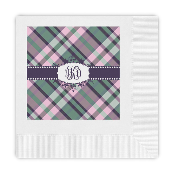 Custom Plaid with Pop Embossed Decorative Napkins (Personalized)