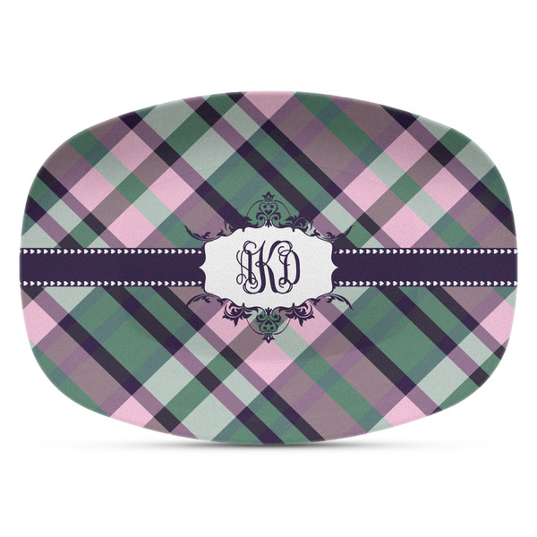 Custom Plaid with Pop Plastic Platter - Microwave & Oven Safe Composite Polymer (Personalized)