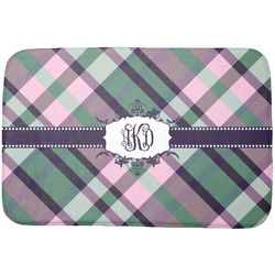 Plaid with Pop Dish Drying Mat w/ Monogram