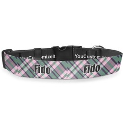 Plaid with Pop Deluxe Dog Collar - Extra Large (16" to 27") (Personalized)