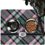 Plaid with Pop Dog Food Mat - Large w/ Monogram