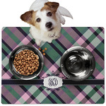 Plaid with Pop Dog Food Mat - Medium w/ Monogram