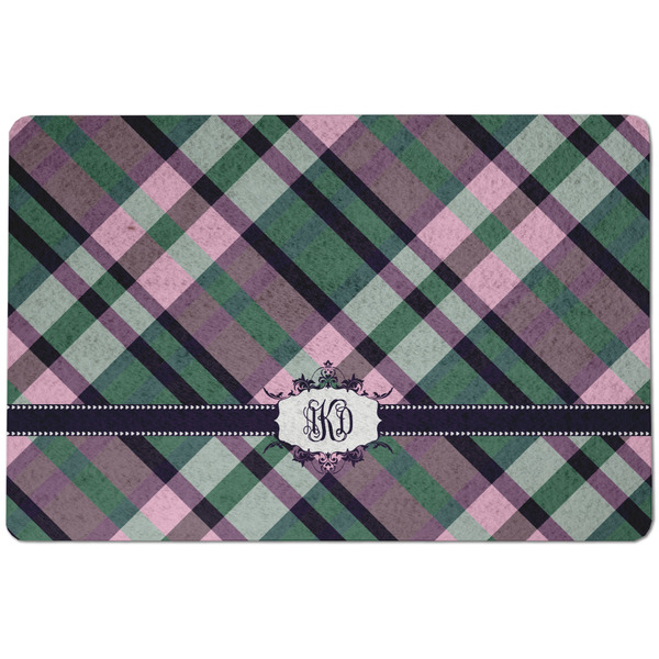 Custom Plaid with Pop Dog Food Mat w/ Monogram