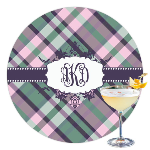 Custom Plaid with Pop Printed Drink Topper - 3.5" (Personalized)