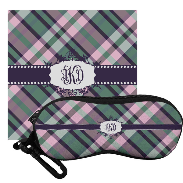 Custom Plaid with Pop Eyeglass Case & Cloth (Personalized)