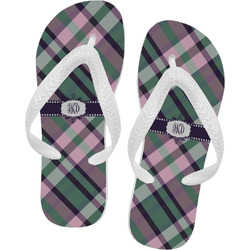 Plaid with Pop Flip Flops - Medium (Personalized)