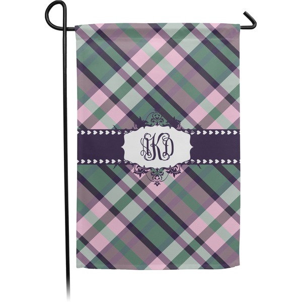 Custom Plaid with Pop Small Garden Flag - Double Sided w/ Monograms