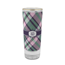 Plaid with Pop 2 oz Shot Glass - Glass with Gold Rim (Personalized)