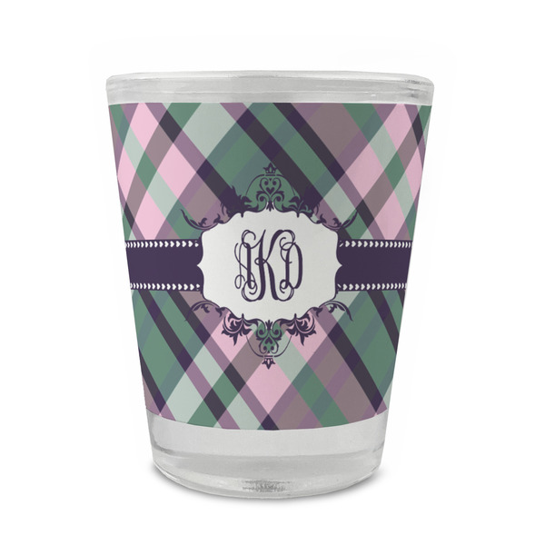 Custom Plaid with Pop Glass Shot Glass - 1.5 oz - Single (Personalized)