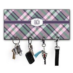 Plaid with Pop Key Hanger w/ 4 Hooks w/ Monogram