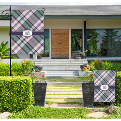 Plaid with Pop Large Garden Flag - Double Sided (Personalized)