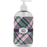 Plaid with Pop Plastic Soap / Lotion Dispenser (16 oz - Large - White) (Personalized)