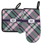 Plaid with Pop Left Oven Mitt & Pot Holder Set w/ Monogram