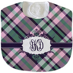 Plaid with Pop Velour Baby Bib w/ Monogram