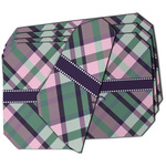 Plaid with Pop Dining Table Mat - Octagon - Set of 4 (Double-SIded) w/ Monogram