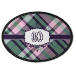 Plaid with Pop Iron On Oval Patch w/ Monogram