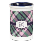 Plaid with Pop Ceramic Pencil Holders - Blue