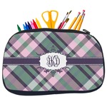 Plaid with Pop Neoprene Pencil Case - Medium w/ Monogram