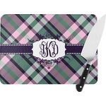 Plaid with Pop Rectangular Glass Cutting Board (Personalized)