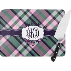 Plaid with Pop Rectangular Glass Cutting Board - Medium - 11"x8" (Personalized)