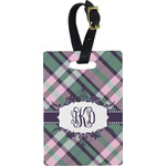 Plaid with Pop Plastic Luggage Tag - Rectangular w/ Monogram