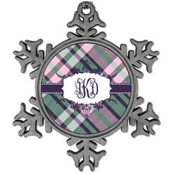 Plaid with Pop Vintage Snowflake Ornament (Personalized)